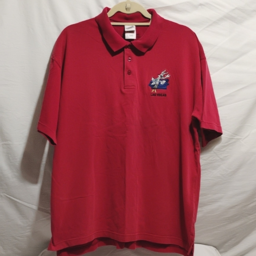 (A-73) SALE! Warner Bros. Bugs Bunny Las Vegas Champion Channel Surfer Red Polo